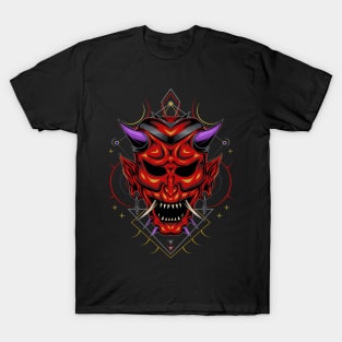 Japanese demon mask illustration T-Shirt